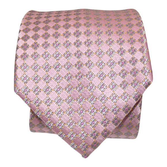 Sean John Pink Geometric Silk Tie – 100% Silk, 3.5” Width, 61” Length - Picture 1 of 6